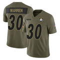 Choea P.Steelers #30 Jaylen Warren Player Olive 2025 Salute To Service Limited Home Game Stitched Jerseys