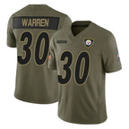 Choea P.Steelers #30 Jaylen Warren Player Olive 2025 Salute To Service Limited Home Game Stitched Jerseys