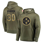 Choea P.Steelers #30 Jaylen Warren Player Olive Salute to Service Pullover Hoodie Home Game Stitched Jerseys