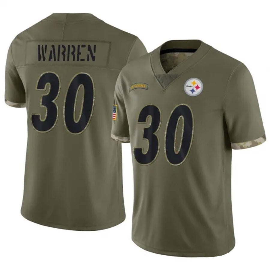 Choea P.Steelers #30 Jaylen Warren Player Salute To Service Limited Olive Stitched Jerseys