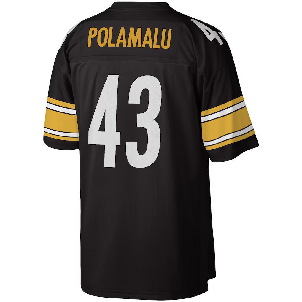 Choea P.Steelers #43 Troy Polamalu Mitchell & Ness Black Legacy Replica Stitched Jerseys