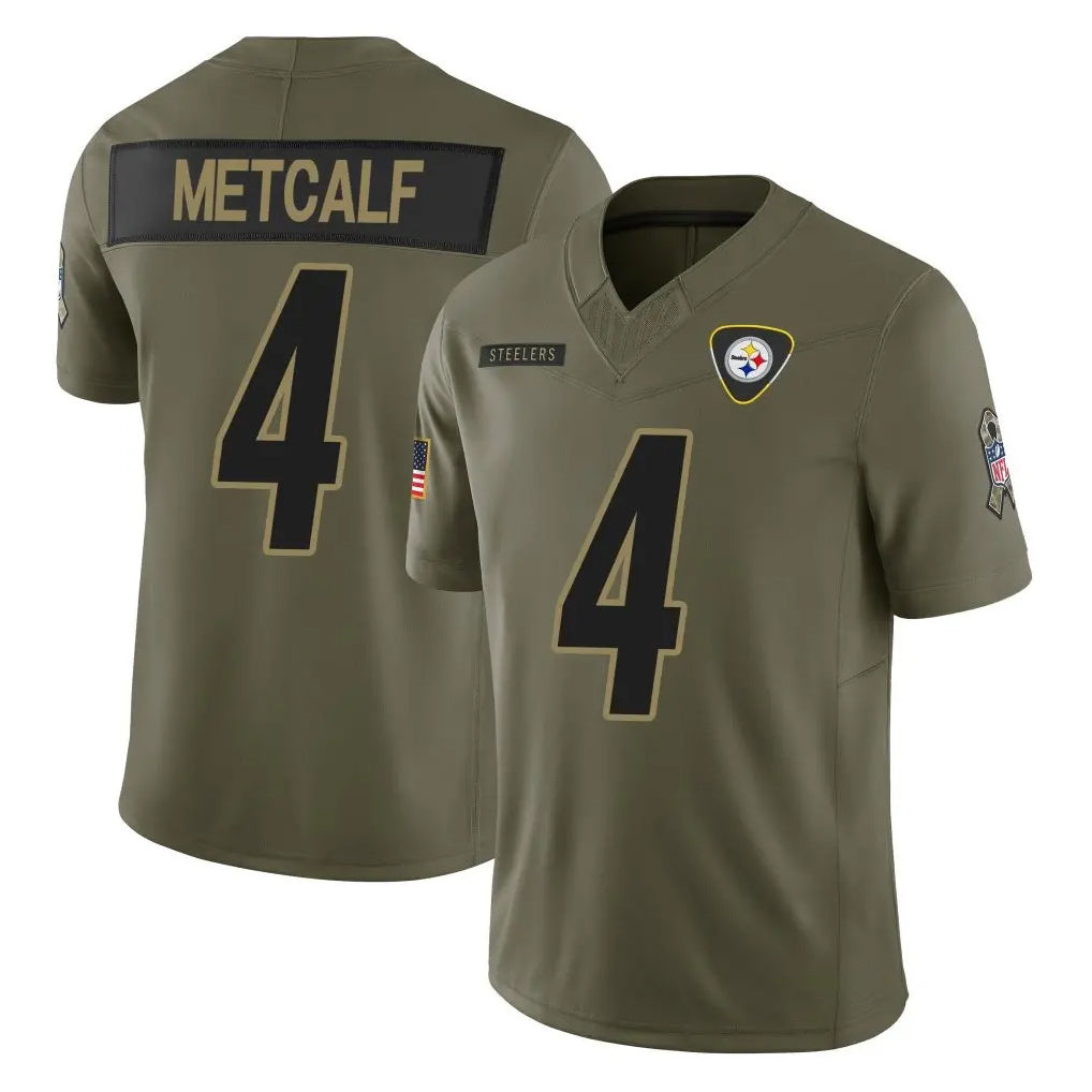 Choea P.Steelers #4 DK Metcalf Player Olive 2025 Salute To Service Limited Home Game Stitched Jerseys