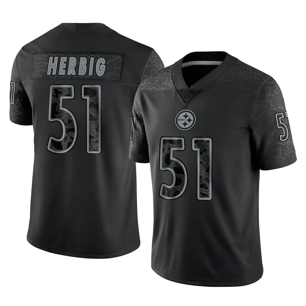 Choea P.Steelers #51 Nick Herbig Player Black Reflective Limited Home Game Stitched Jerseys