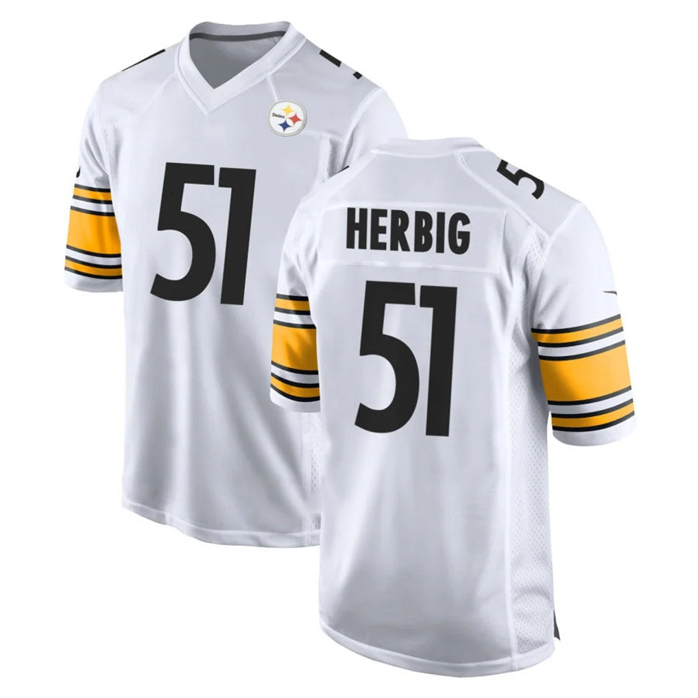 Choea P.Steelers #51 Nick Herbig Player White Home Game Stitched Jerseys