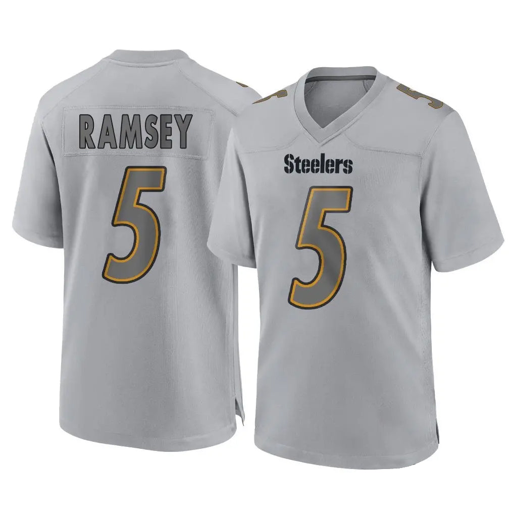 Choea P.Steelers #5 Jalen Ramsey Player Gray Atmosphere Fashion Home Game Stitched Jerseys