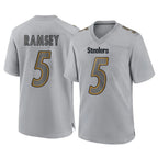 Choea P.Steelers #5 Jalen Ramsey Player Gray Atmosphere Fashion Home Game Stitched Jerseys