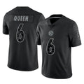 Choea P.Steelers #6 Patrick Queen Player Black Reflective Limited Home Game Stitched Jerseys