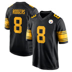 Choea P.Steelers #8 Aaron Rodgers Player Black Color Rush Home Game Stitched Jerseys