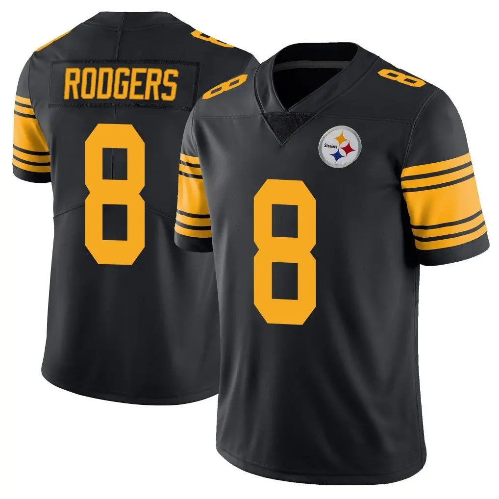 Choea P.Steelers #8 Aaron Rodgers Player Black Limited Color Rush Home Game Stitched Jerseys