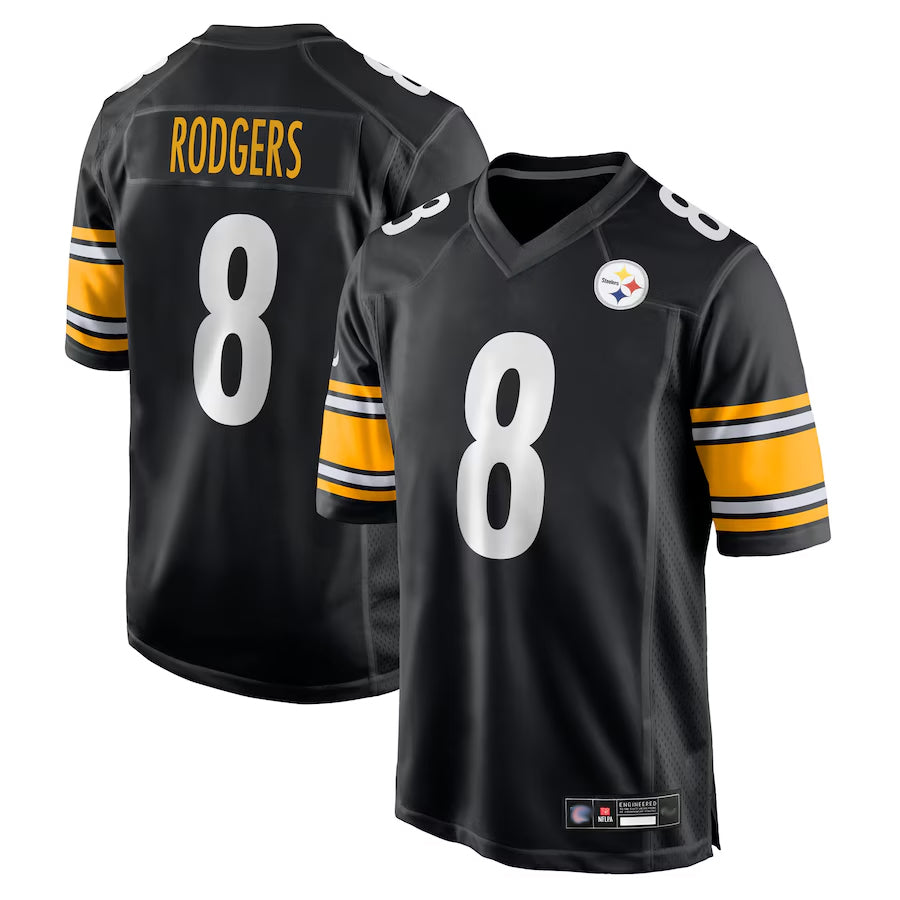 Choea P.Steelers #8 Aaron Rodgers Player Black Replica Game Stitched Jerseys