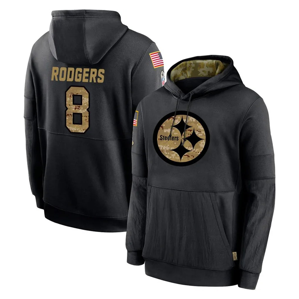 Choea P.Steelers #8 Aaron Rodgers Player Black Salute to Service Hoodies Limited Game Stitched Jerseys