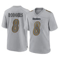 Choea P.Steelers #8 Aaron Rodgers Player Gray Atmosphere Fashion Home Game Stitched Jerseys