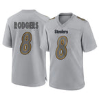 Choea P.Steelers #8 Aaron Rodgers Player Gray Atmosphere Fashion Home Game Stitched Jerseys