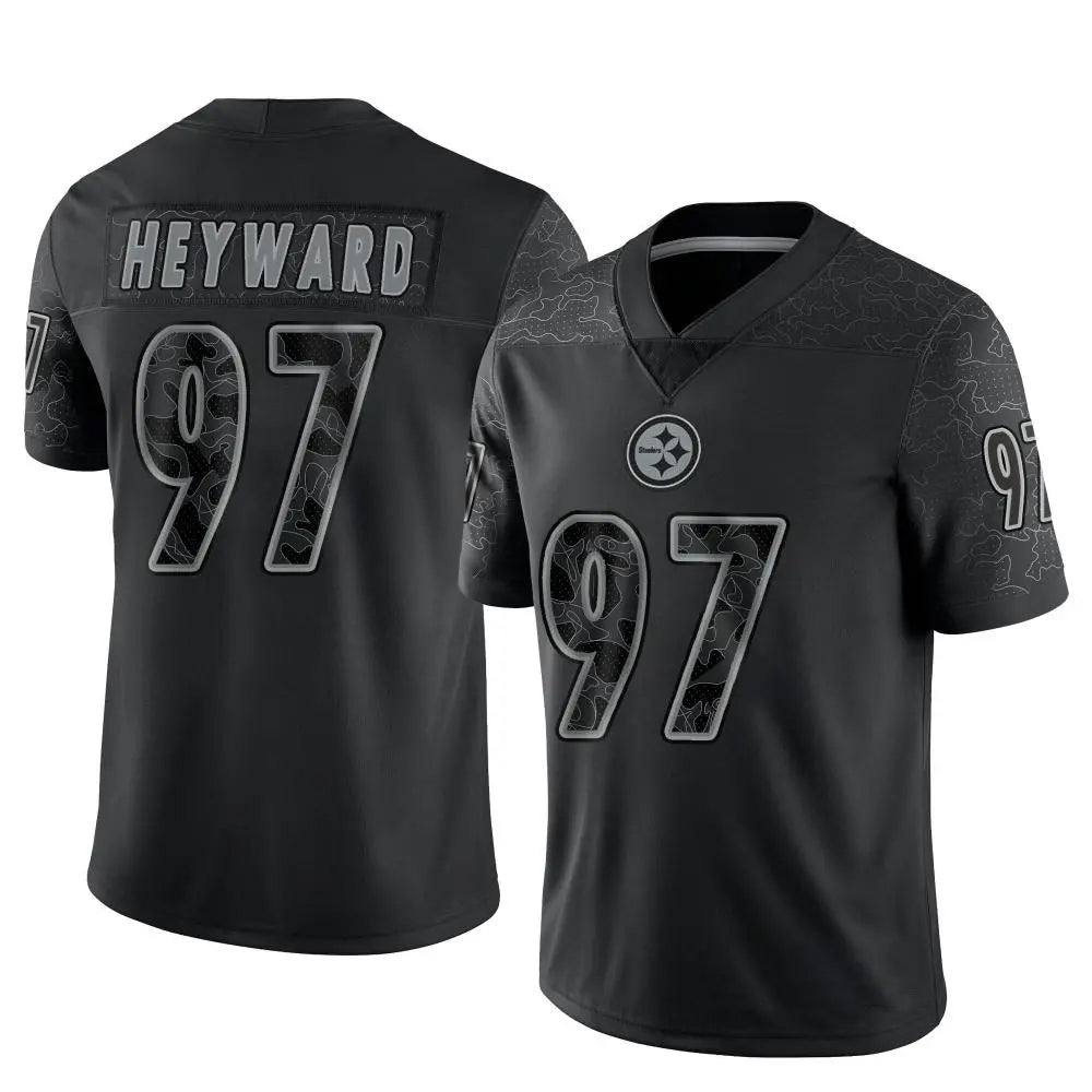 Choea P.Steelers #97 Cameron Heyward Player Black Limited Reflective Stitched Jerseys