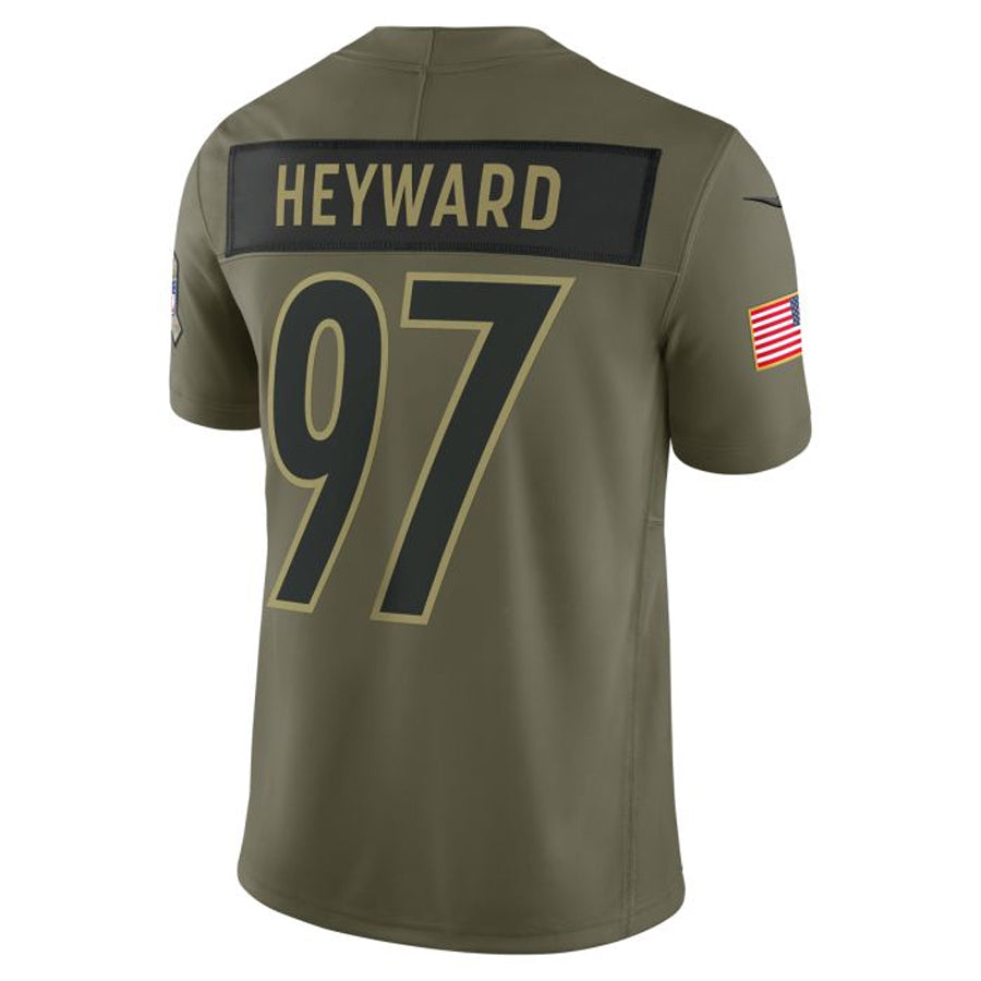 Choea P.Steelers #97 Cameron Heyward Player Vapor F.U.S.E. Limited Salute to Service Stitched Jerseys