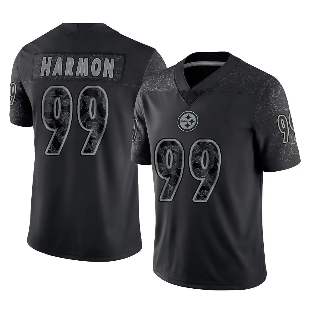 Choea P.Steelers #99 Derrick Harmon Player Black Reflective Limited Home Game Stitched Jerseys