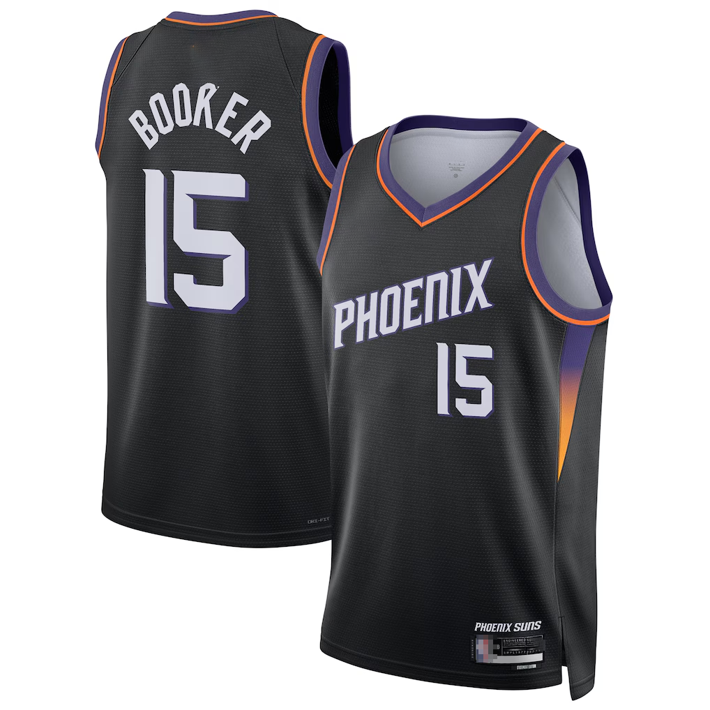 Choea P.Suns #15 Devin Booker Black Swingman Jerseys - Statement Edition
