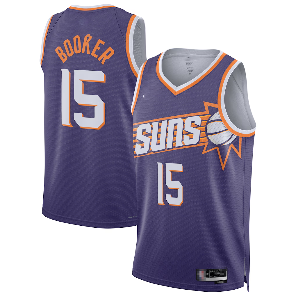 Choea P.Suns #15 Devin Booker Purple Swingman Player Jerseys - Icon Edition