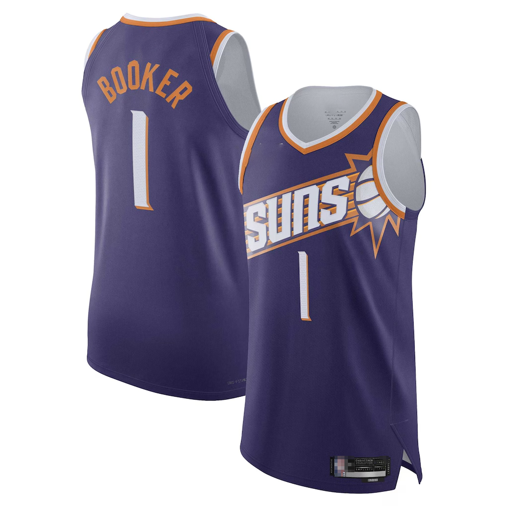 Choea P.Suns #1 Devin Booker Purple Authentic Jerseys - Icon Edition
