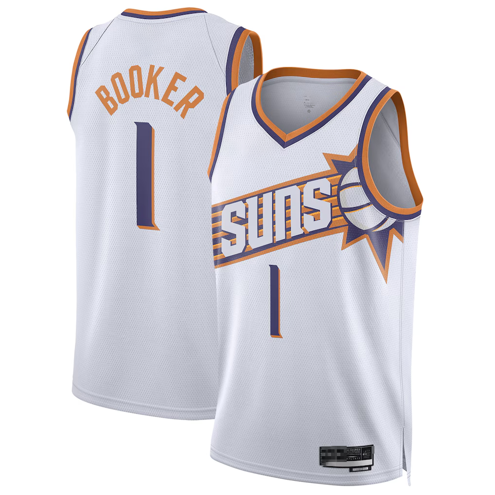 Choea P.Suns #1 Devin Booker White Swingman Jerseys - Association Edition