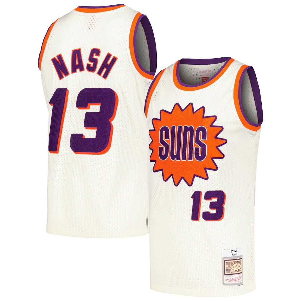 Choea P.Sunss #13 Steve Nash Mitchell & Ness Cream Chainstitch Swingman Jerseys