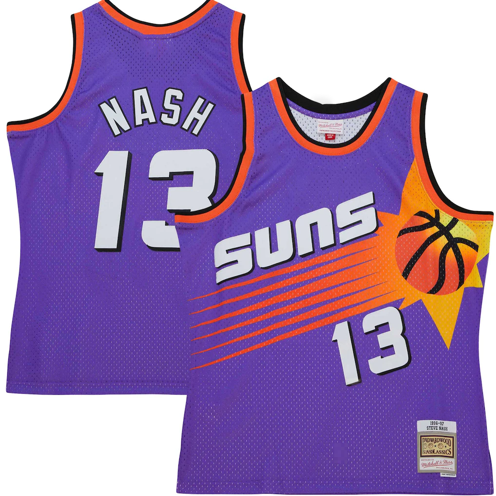 Choea P.Sunss #13 Steve Nash Mitchell & Ness Purple Hardwood Classics 1996-1997 Tropical Swingman Jerseys