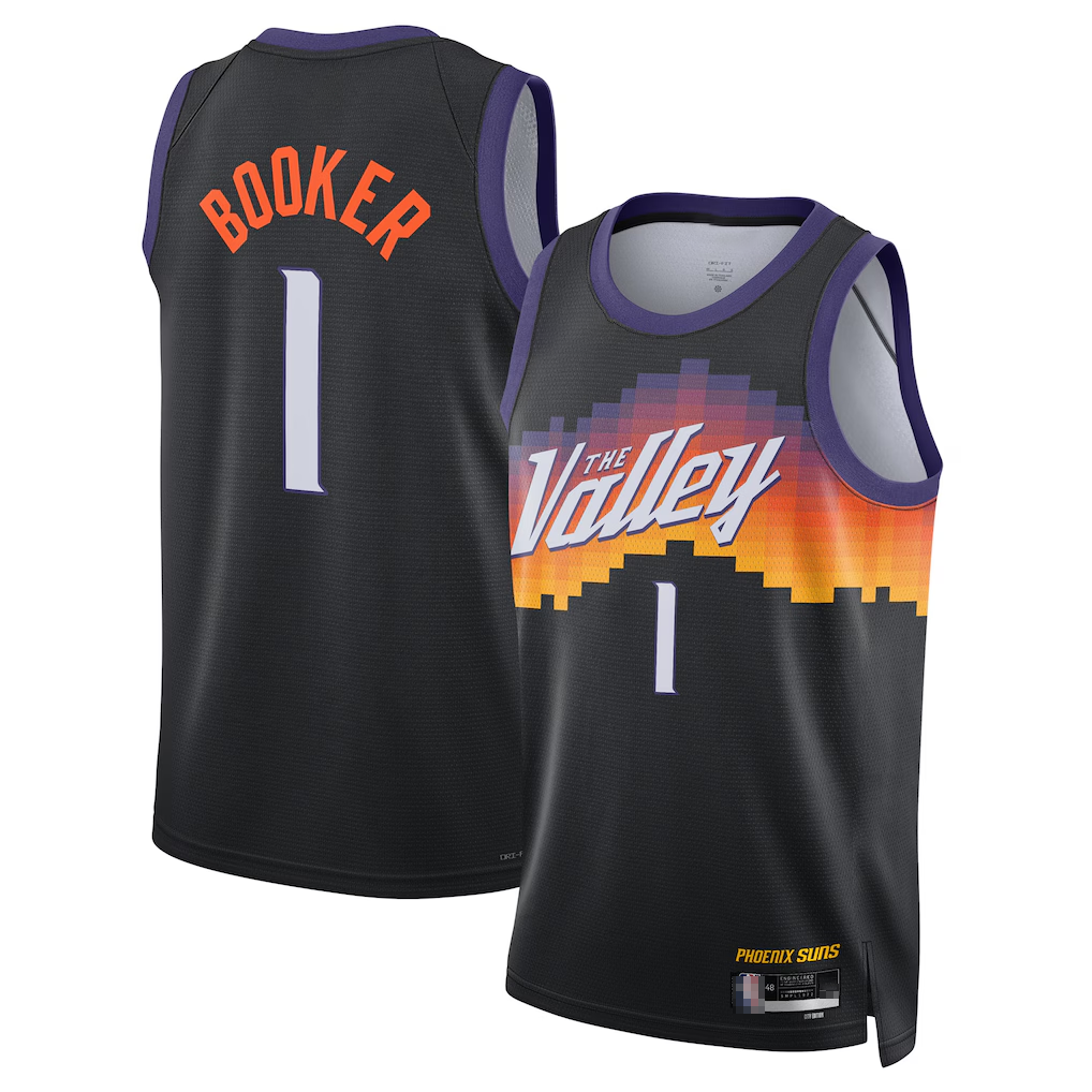 Choea P.Sunss #1 Devin Booker Black 2025-2026 Swingman Jerseys - City Edition
