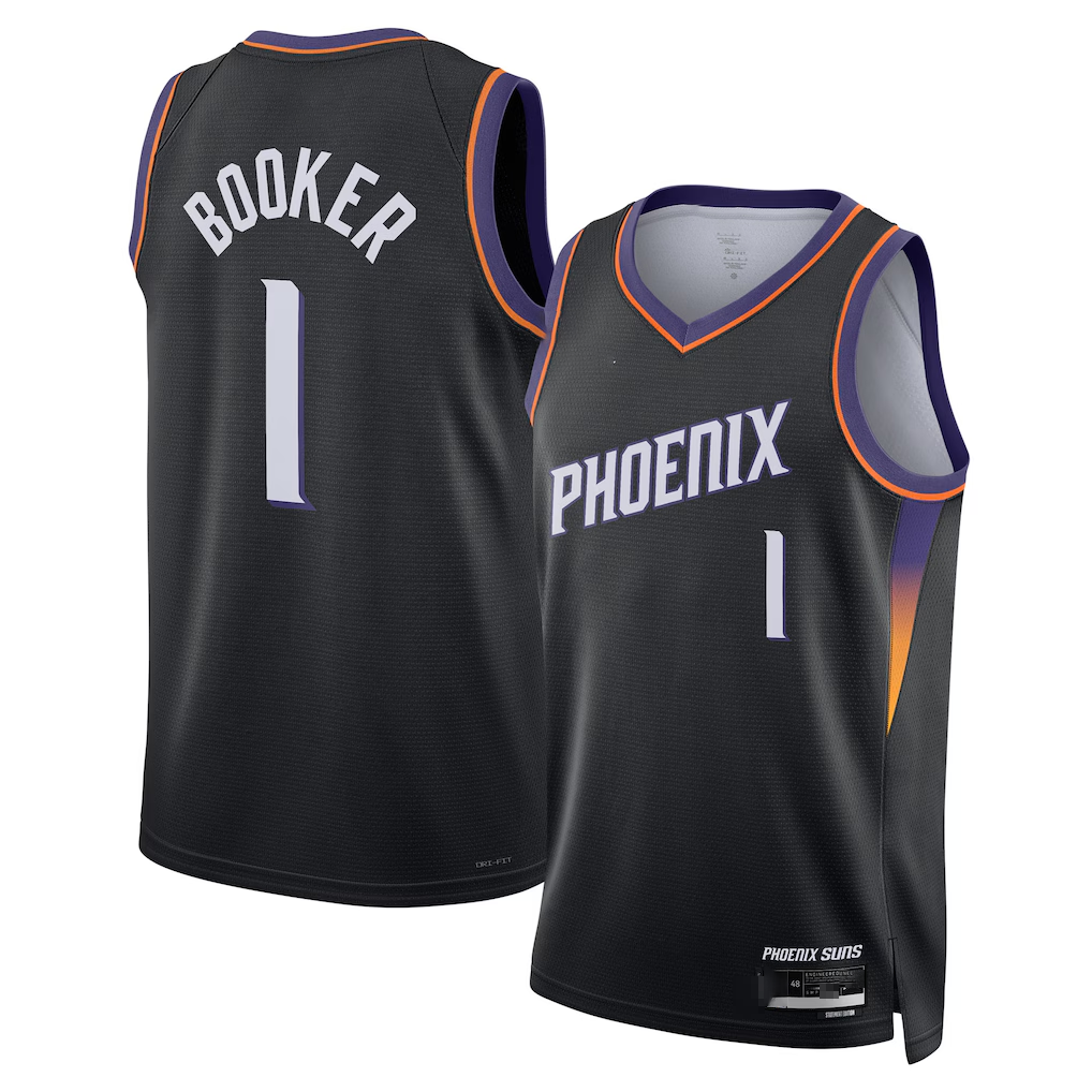 Choea P.Sunss #1 Devin Booker Black Swingman Jerseys - Statement Edition