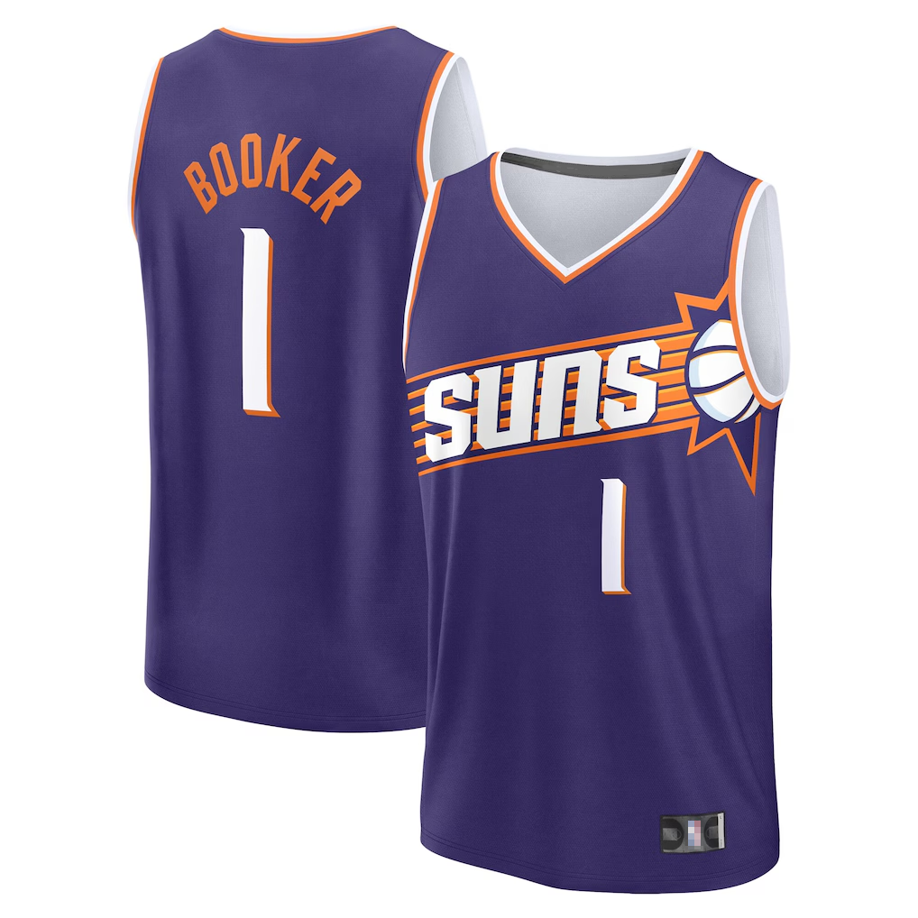 Choea P.Sunss #1 Devin Booker Fanatics Purple Big & Tall Fast Break Jerseys - Icon Edition