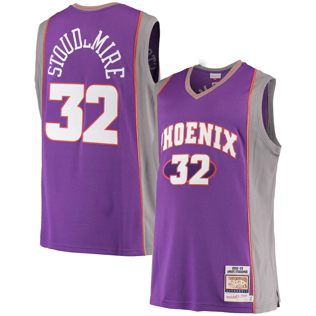 Choea P.Sunss #32 Amar'e Stoudemire Mitchell & Ness Purple Hardwood Classics Authentic Jerseys