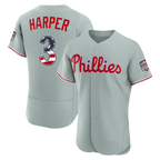 Choea PH.Phillies #3 Bryce Harper Gray USA 250 Fourth of July Road Authentic Jersey