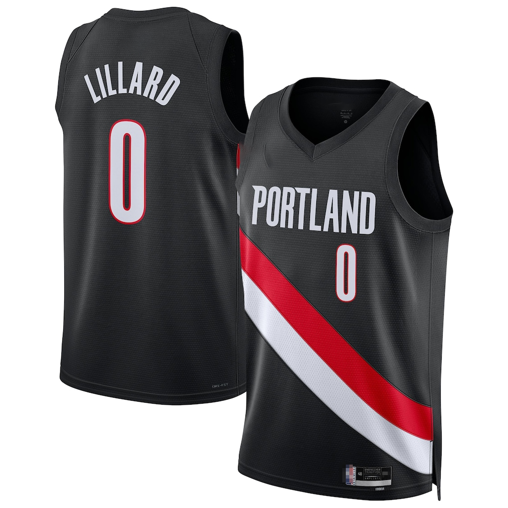 Choea PT.Blazers #0 Damian Lillard Black Swingman Player Jerseys - Icon Edition
