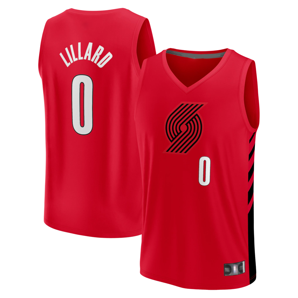 Choea PT.Blazers #0 Damian Lillard Fanatics Red Fast Break Replica Jerseys - Statement Edition