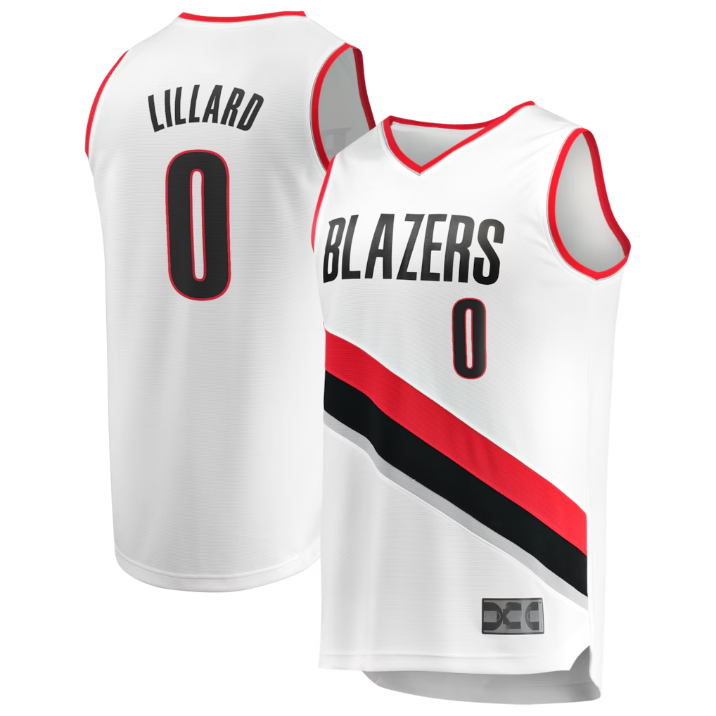 Choea PT.Blazers #0 Damian Lillard Fanatics White Fast Break Replica Jerseys - Association Edition