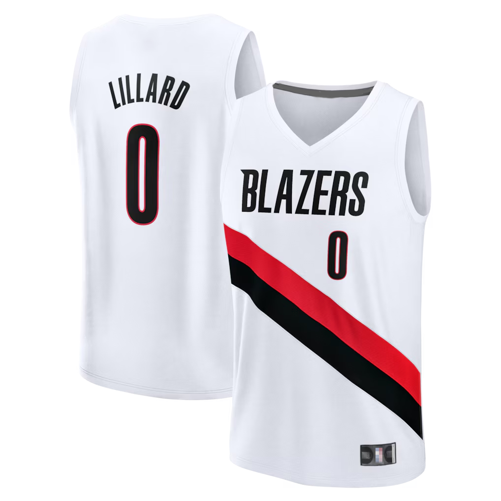 Choea PT.Blazers #0 Damian Lillard Fanatics White Fast Break Replica Player Jerseys - Association Edition