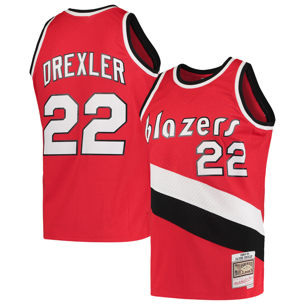 Choea PT.Blazers #22 Clyde Drexler Mitchell & Ness Red 1983-1984 Hardwood Classics Swingman Jerseys