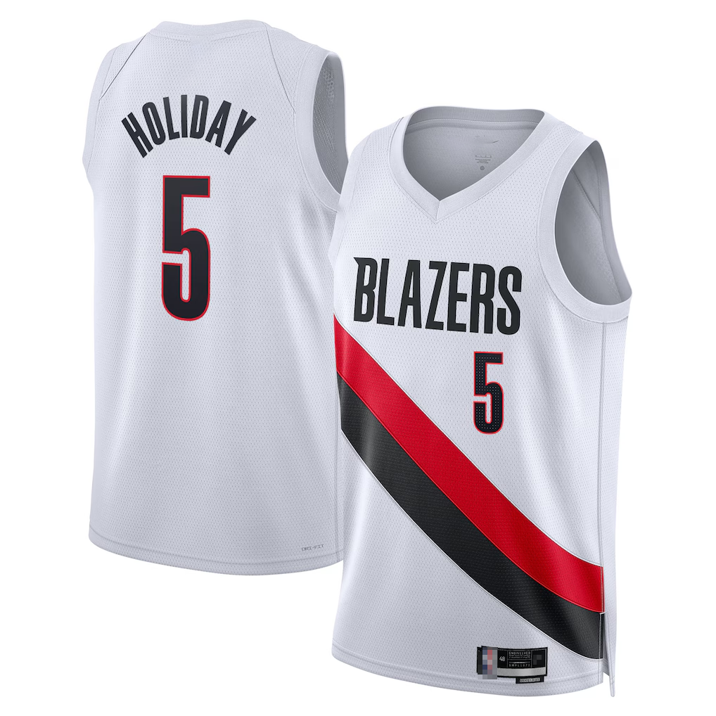 Choea PT.Blazers #5 Jrue Holiday White Swingman Jerseys - Association Edition
