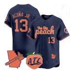 Choea A.Braves #13 Ronald Acuna Jr. NavyThe Big Peach Vapor Stitches Personalized Jersey