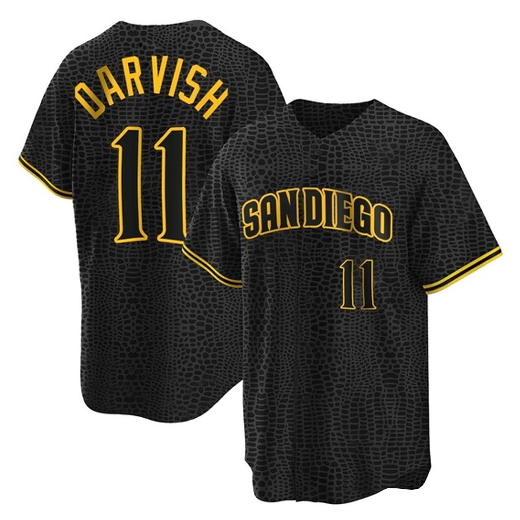 Choea S.Diego Padres #11 Yu Darvish Player Black Snake Skin City Home Game Stitched Jerseys