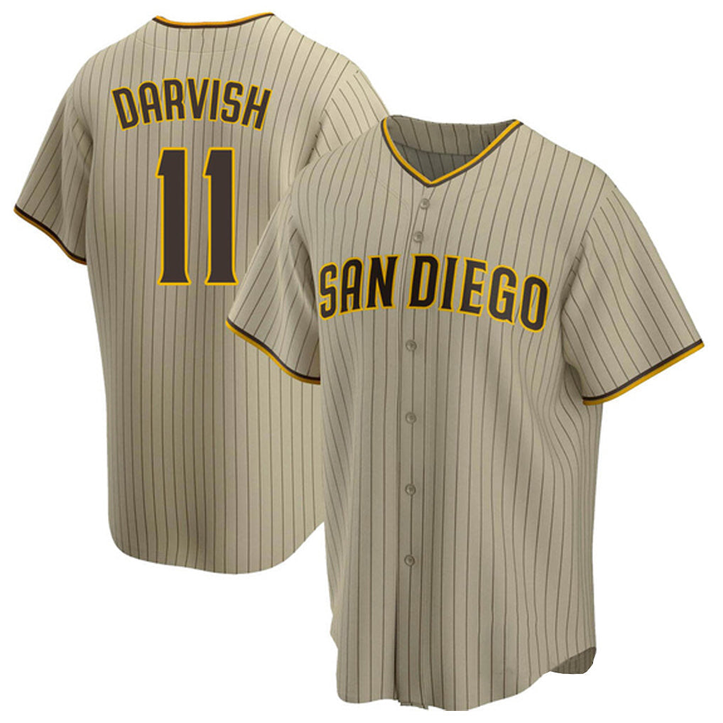 Choea S.Diego Padres #11 Yu Darvish Player Khaki Home Game Stitched Jerseys
