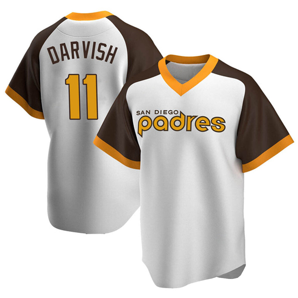 Choea S.Diego Padres #11 Yu Darvish Player White Home Cooperstown Collection Replica Game Stitched Jerseys