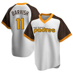 Choea S.Diego Padres #11 Yu Darvish Player White Home Cooperstown Collection Replica Game Stitched Jerseys