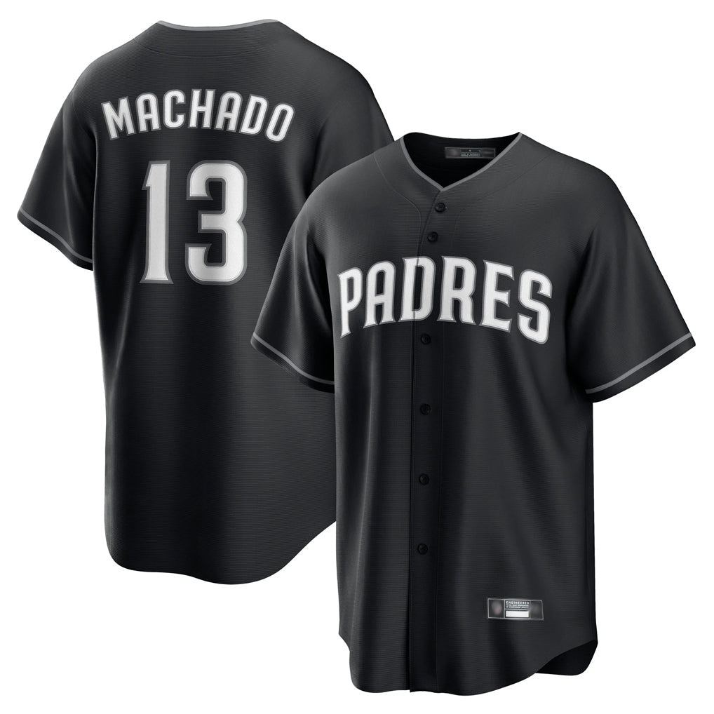 Choea S.Diego Padres #13 Manny Machado Player Black Home Game Stitched Jerseys