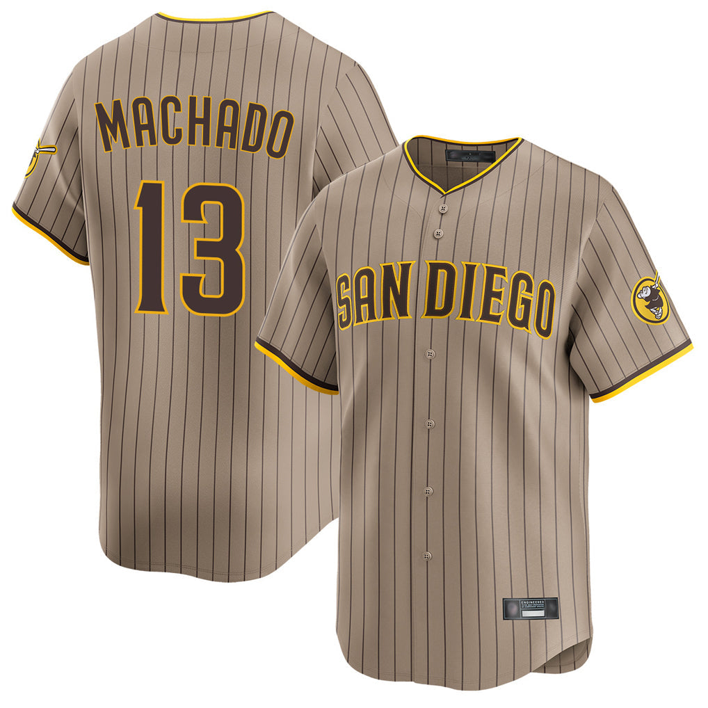Choea S.Diego Padres #13 Manny Machado Player Khaki Home Limited Stitched Jerseys
