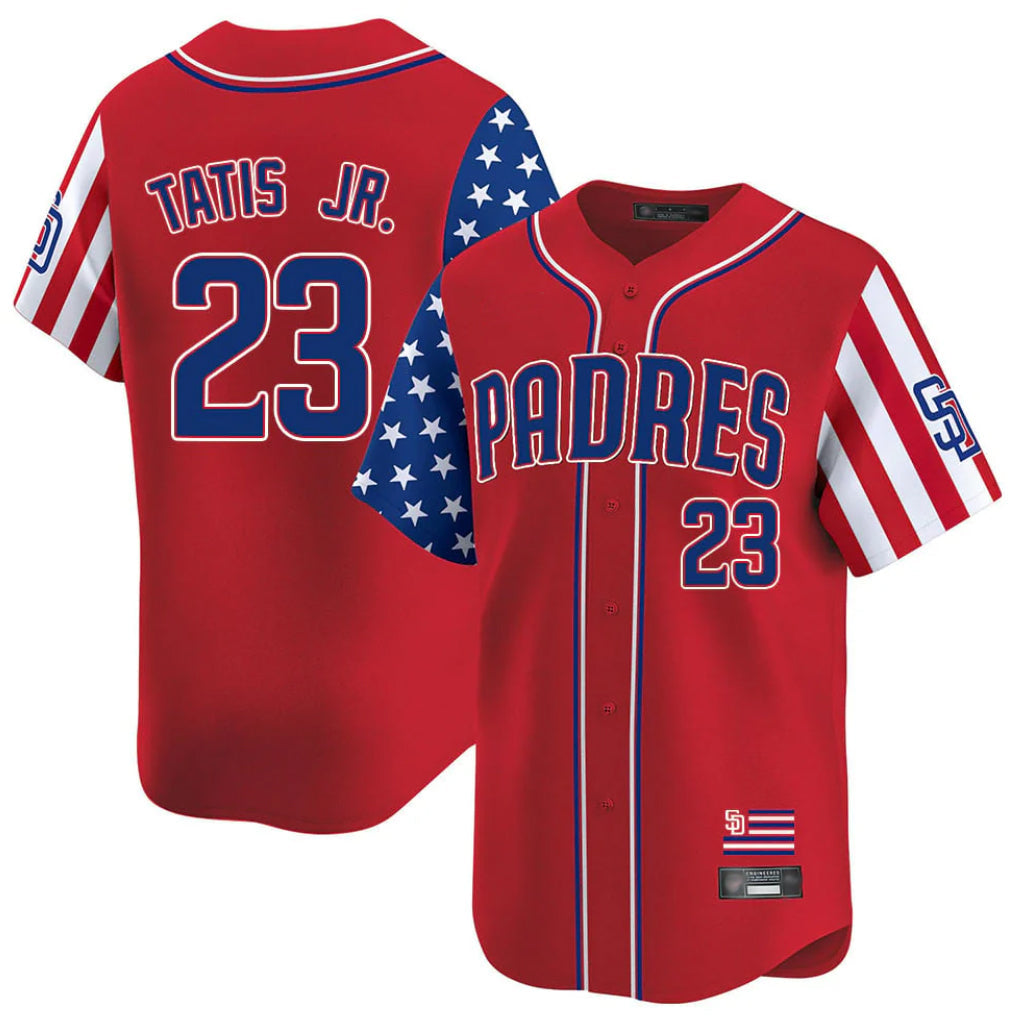Choea S.Diego Padres #23 Fernando Tatis Jr Player Red Independence Day Home Limited Stitched Jerseys
