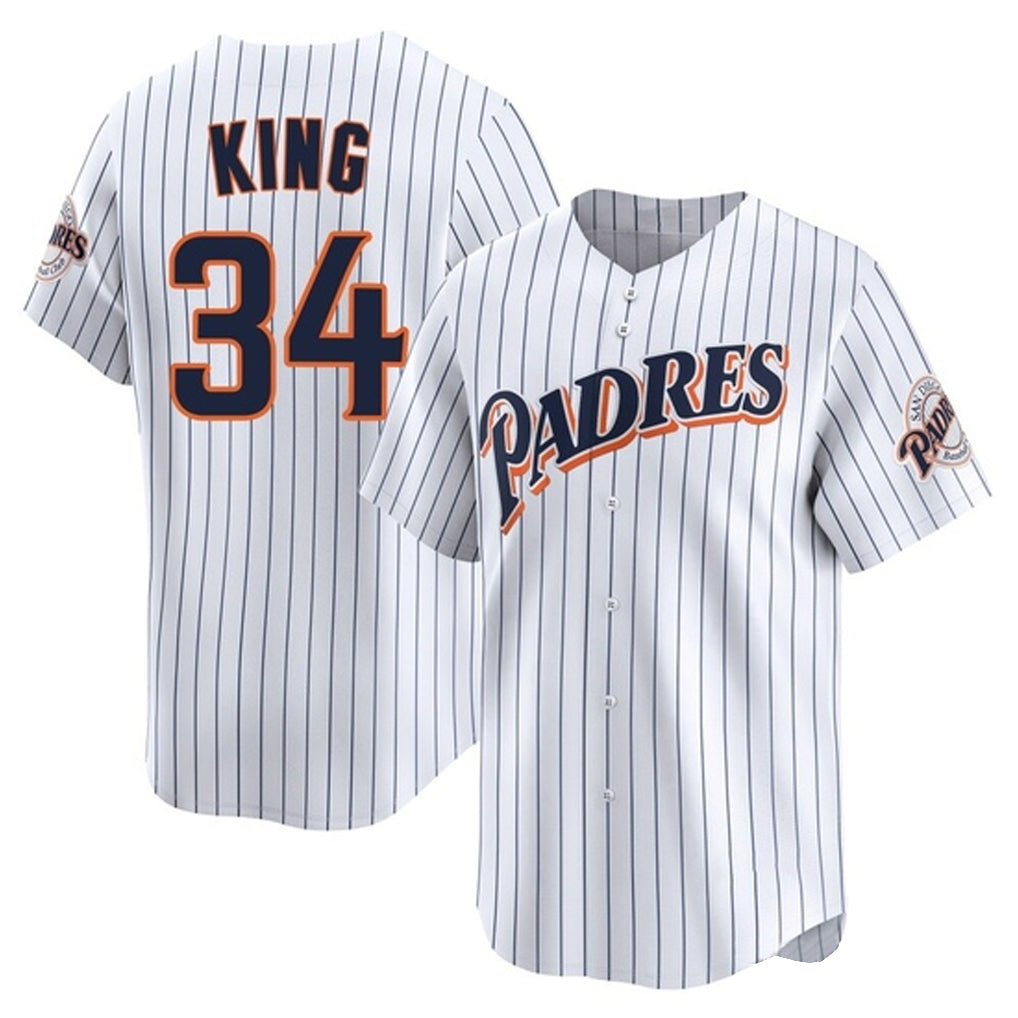 Choea S.Diego Padres #34 Michael King Player White Cooperstown Collection Limited Home Stitched Jerseys