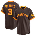 Choea S.Diego Padres #3 Jackson Merrill Player Brown Home Cooperstown Collection Replica Game Stitched Jerseys