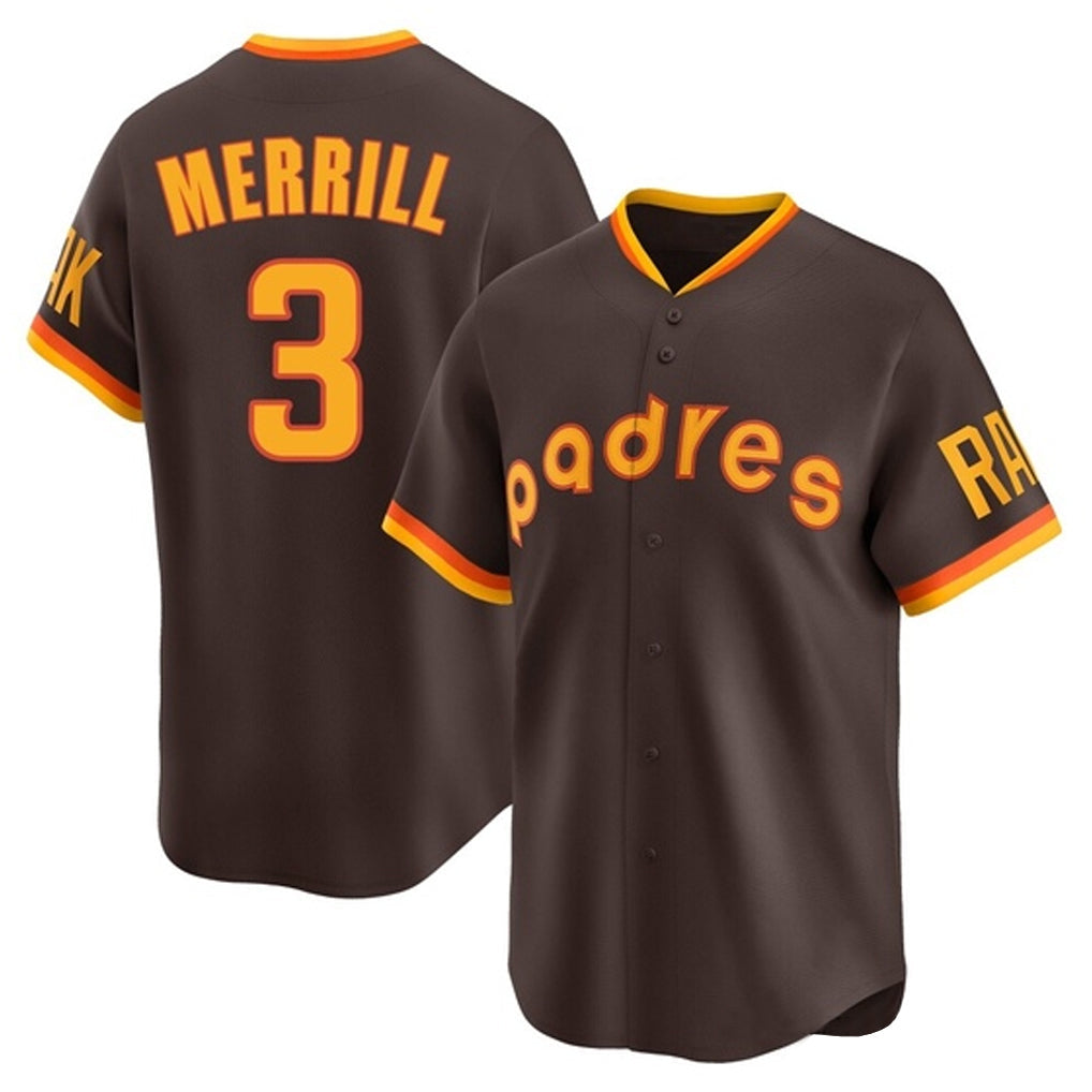 Choea S.Diego Padres #3 Jackson Merrill Player Brown Home Cooperstown Collection Replica Game Stitched Jerseys