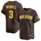 Choea S.Diego Padres #3 Jackson Merrill Player Brown Home Limited Stitched Jerseys