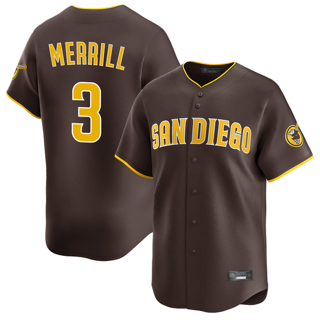 Choea S.Diego Padres #3 Jackson Merrill Player Brown Home Limited Stitched Jerseys